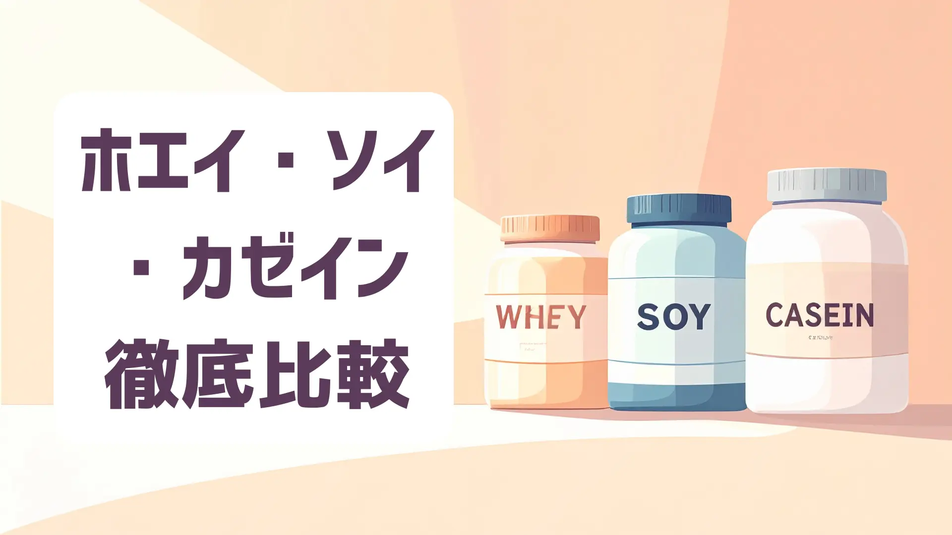 ホエイ・ソイ・カゼインの違いを初心者向けに比較したプロテインの種類解説イメージ